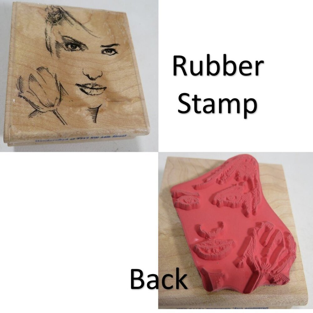 "That Look" Woman & Tulip Flower Rubber Stamp Wood Block Stampabilities